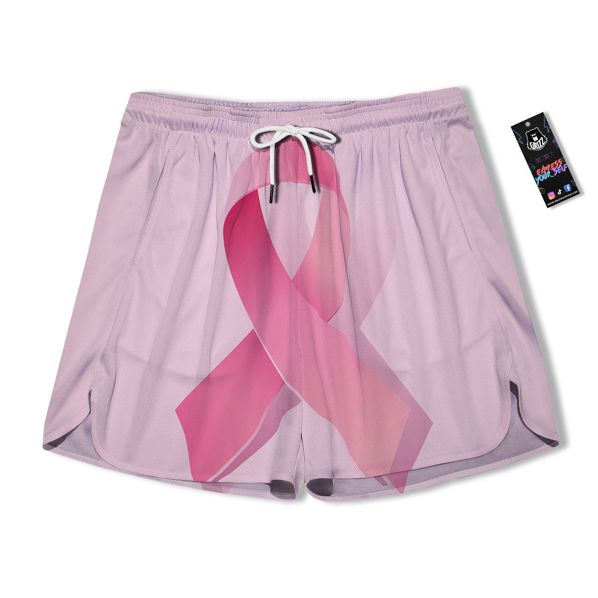 Breast Cancer Awareness Ribbon Print Men's Running Shorts-grizzshop