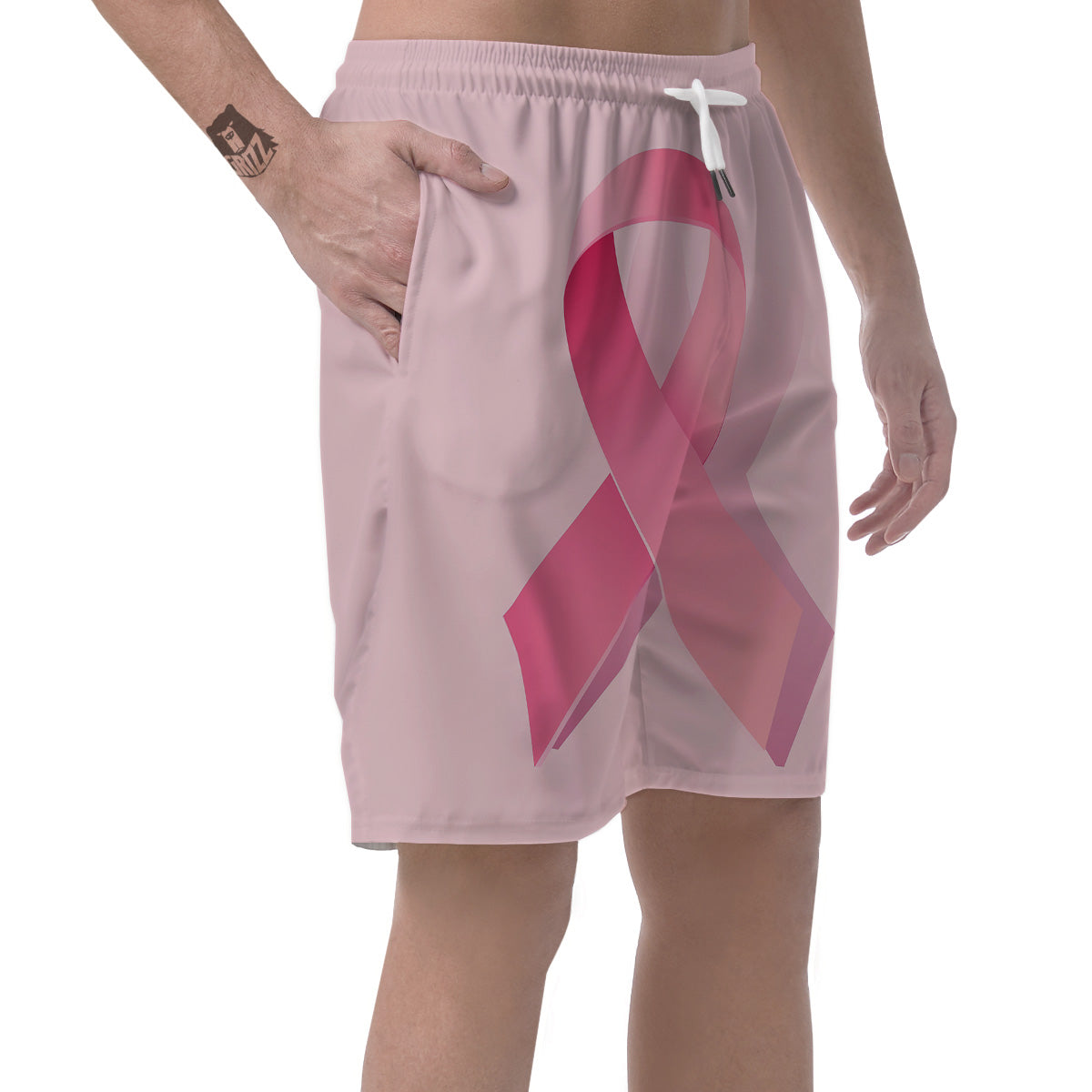 Breast Cancer Awareness Ribbon Print Men's Shorts-grizzshop