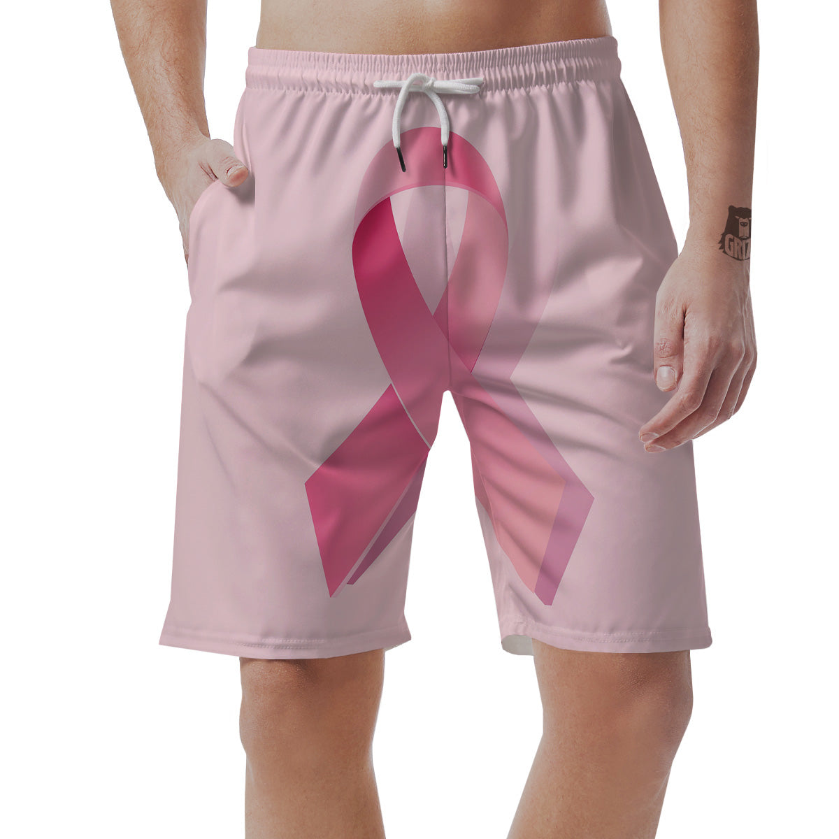 Breast Cancer Awareness Ribbon Print Men's Shorts-grizzshop