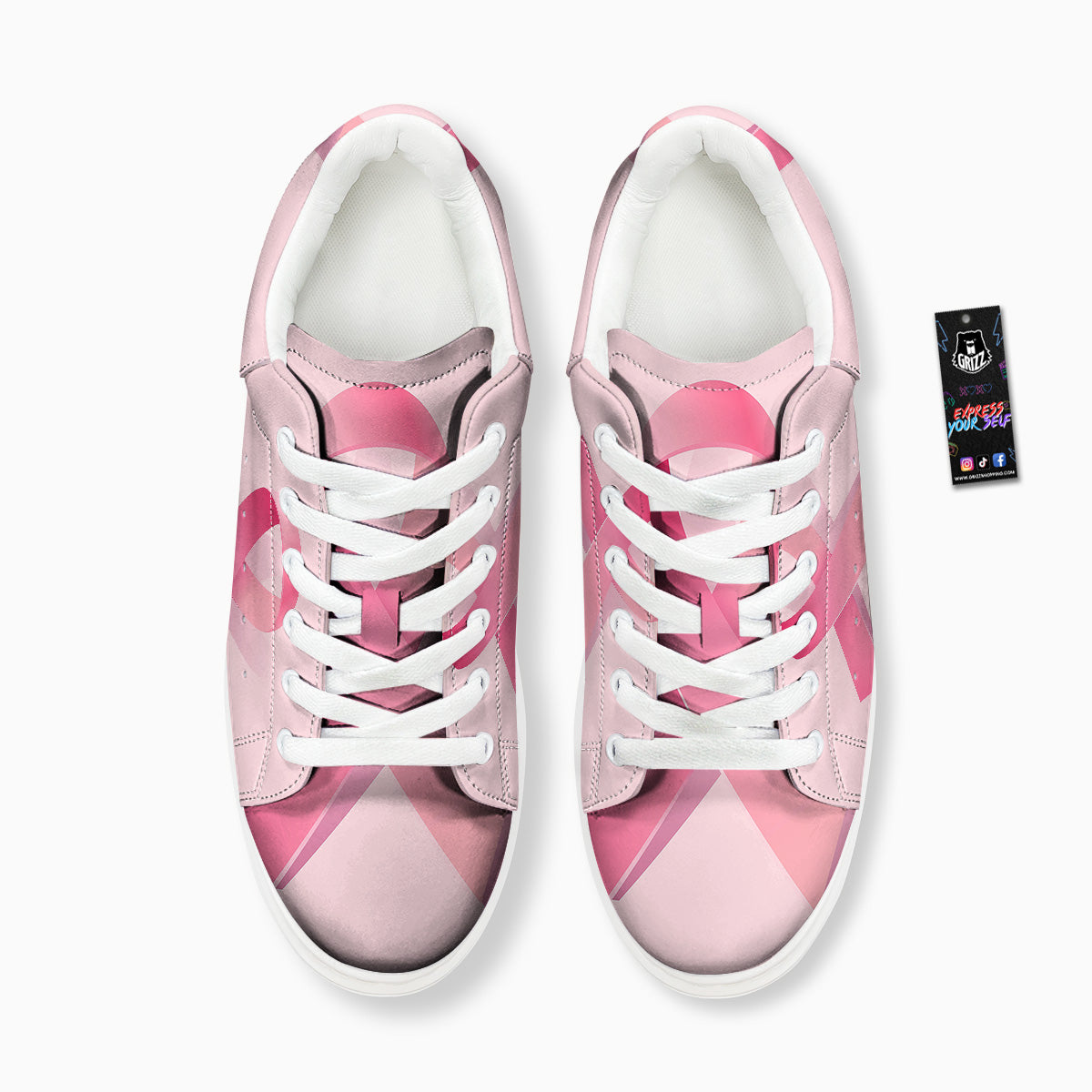 Breast Cancer Awareness Ribbon Print Platform Shoes-grizzshop