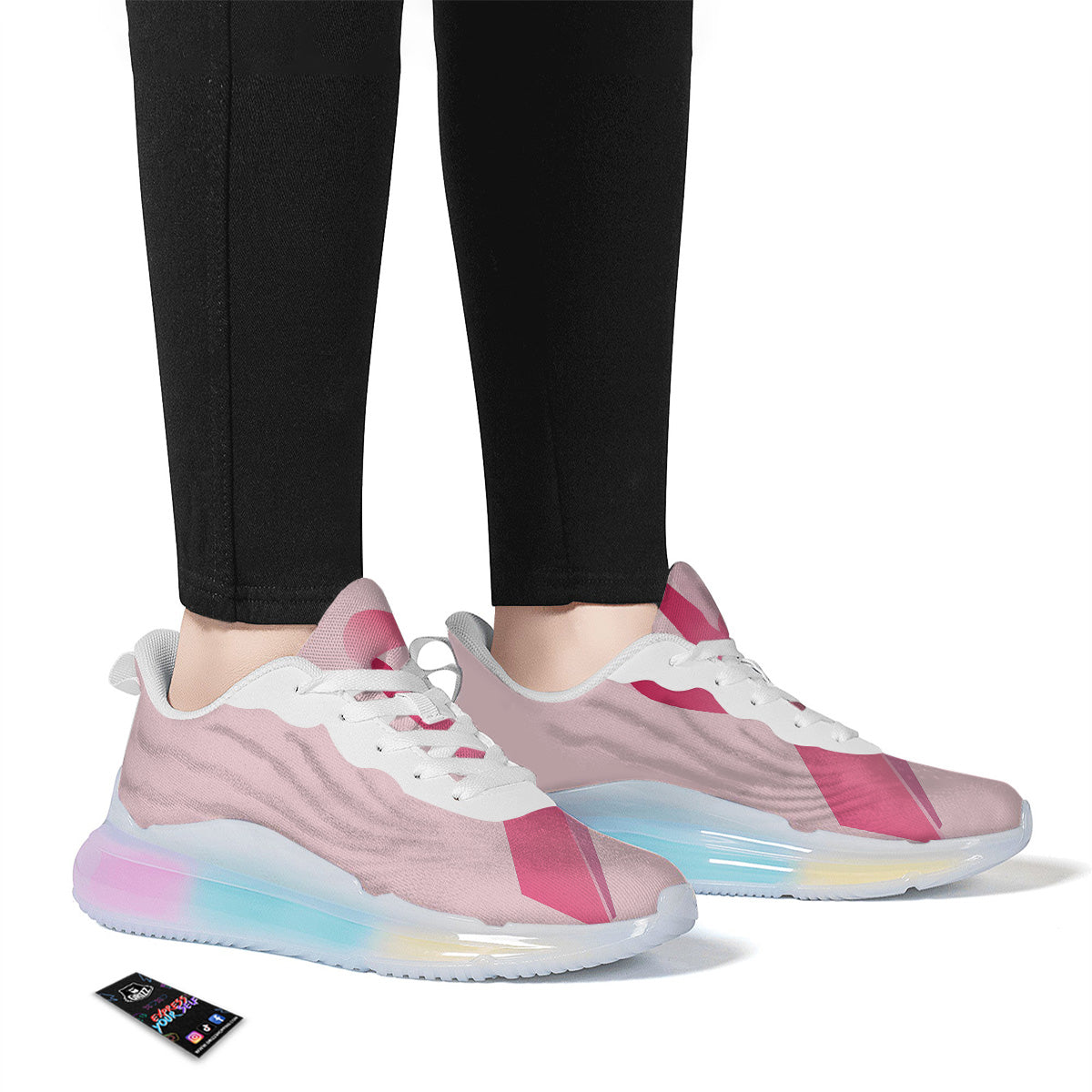 Breast Cancer Awareness Ribbon Print Running Sneakers-grizzshop