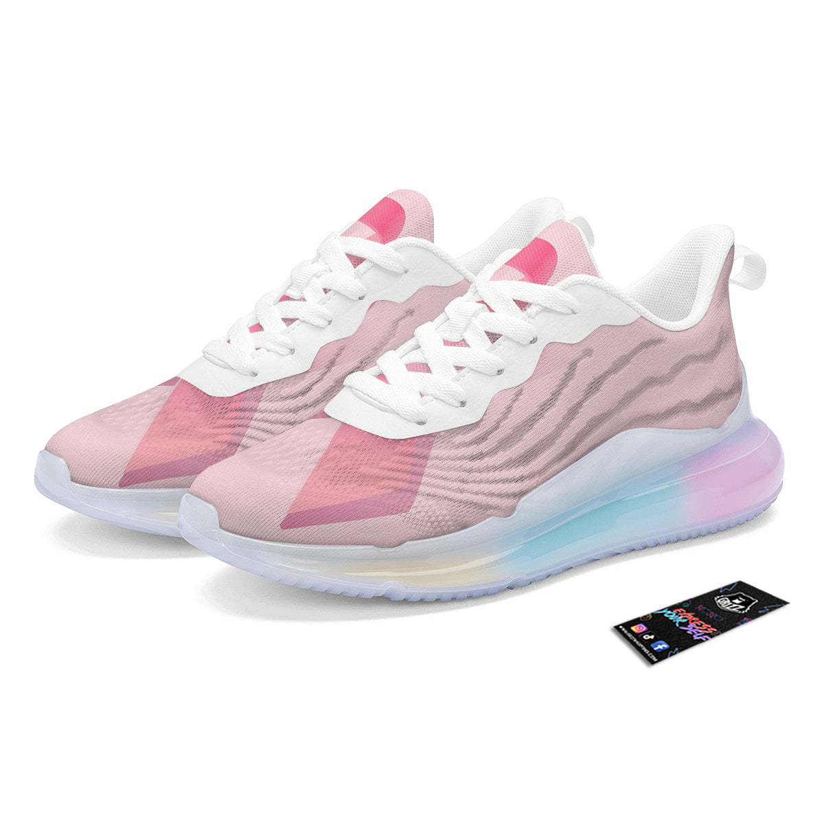 Breast Cancer Awareness Ribbon Print Running Sneakers-grizzshop