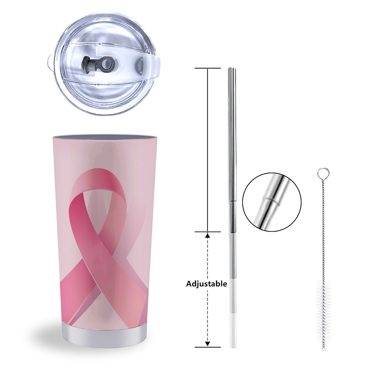 Breast Cancer Awareness Ribbon Print Tumbler-grizzshop