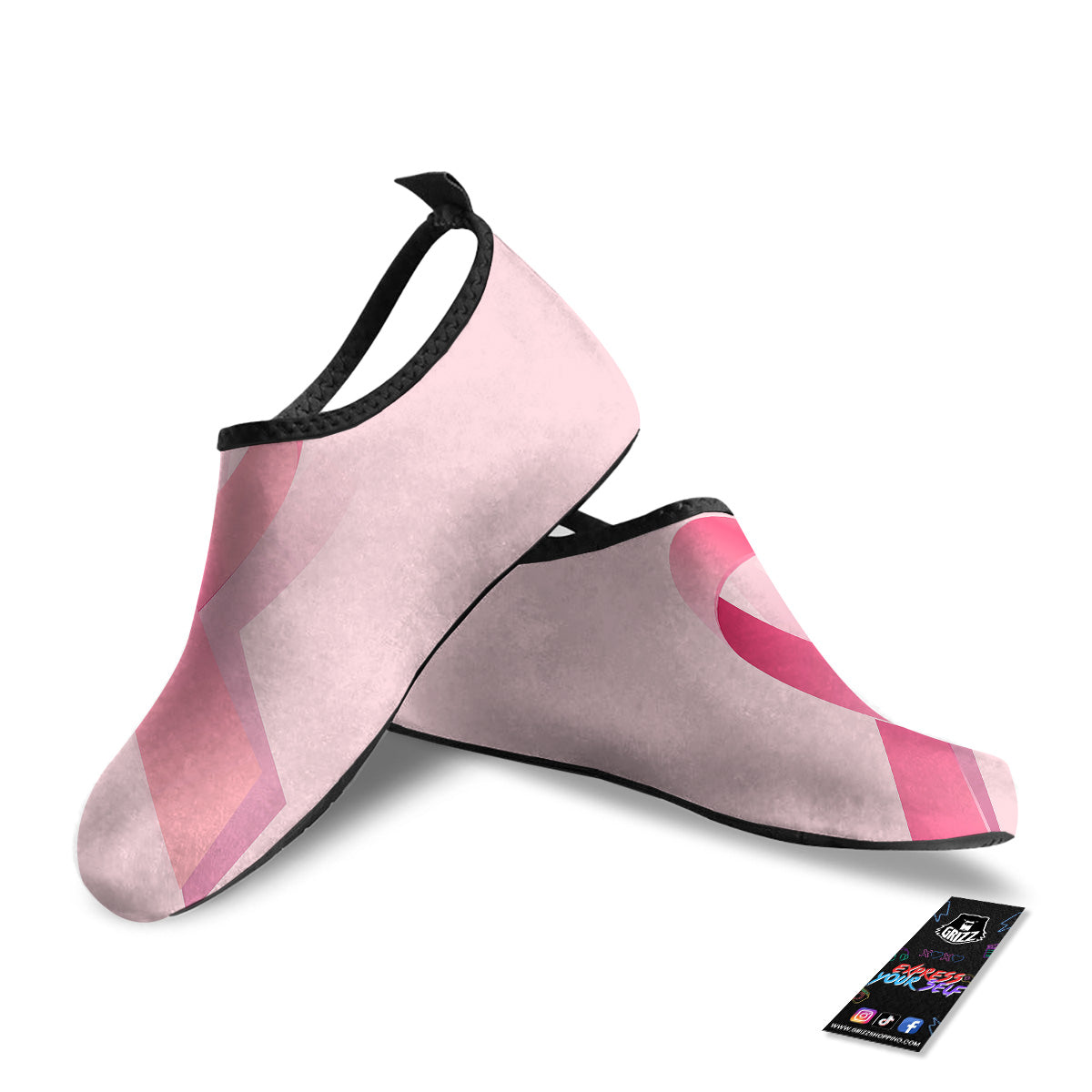 Breast Cancer Awareness Ribbon Print Water Shoes-grizzshop