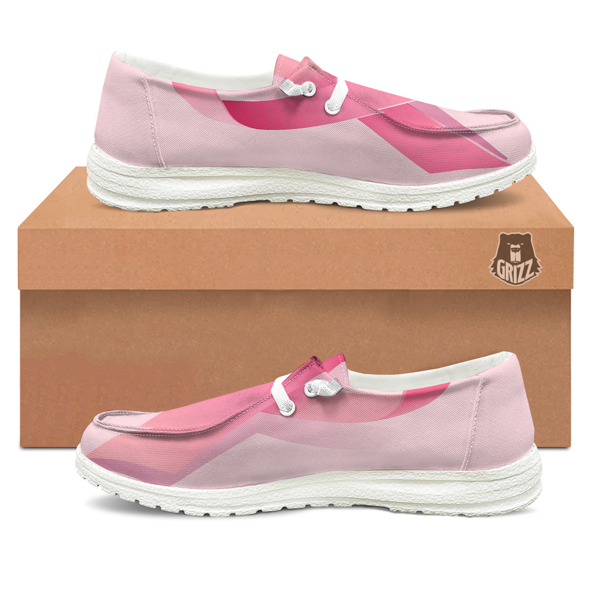 Breast Cancer Awareness Ribbon Print White Loafers-grizzshop