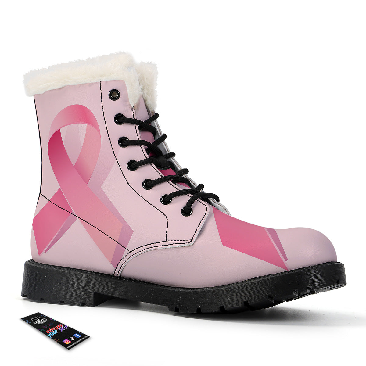 Breast Cancer Awareness Ribbon Print Winter Boots-grizzshop