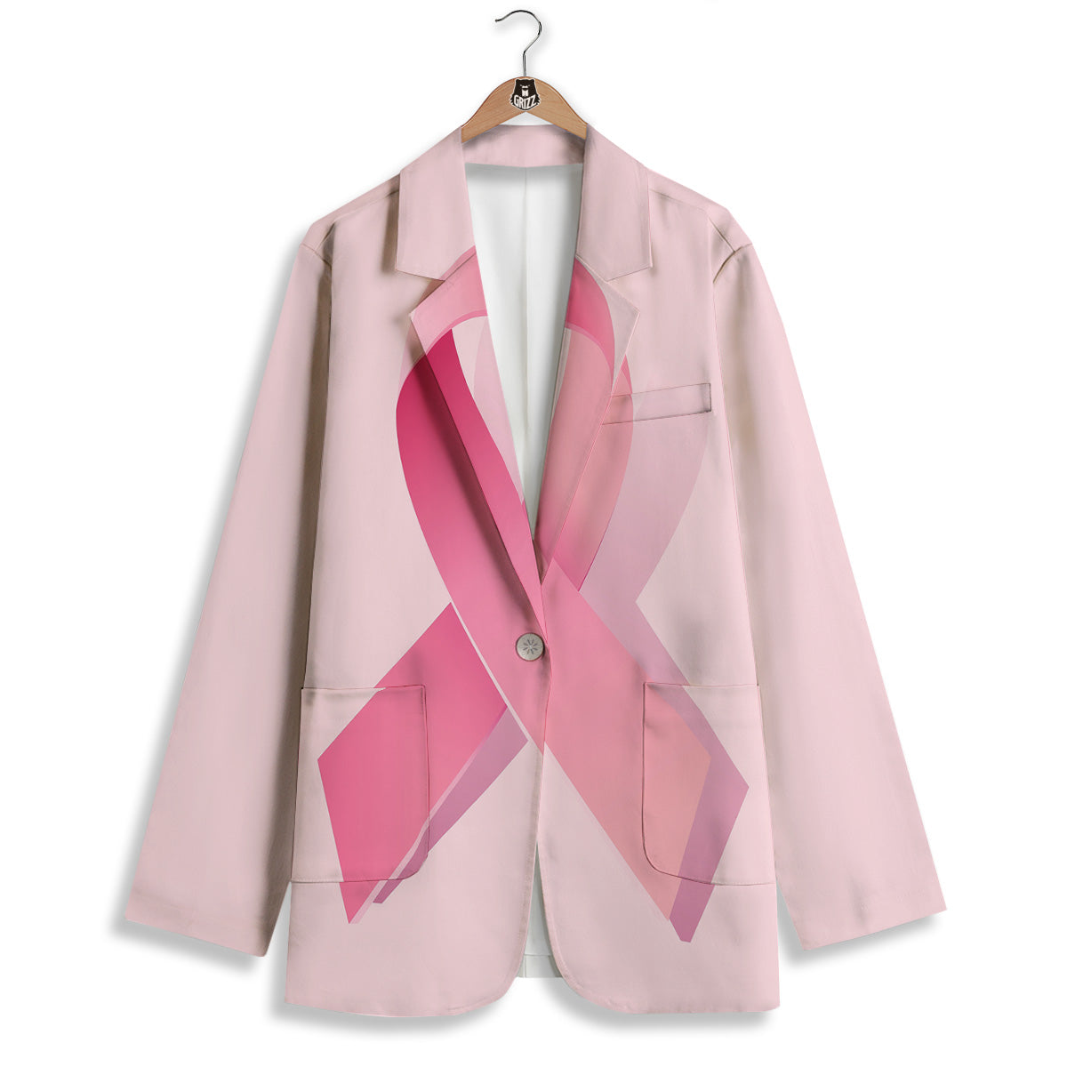 Breast Cancer Awareness Ribbon Print Women's Blazer-grizzshop