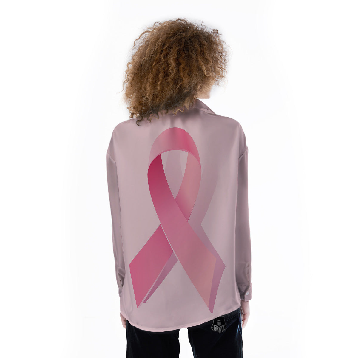 Breast Cancer Awareness Ribbon Print Women's Long Sleeve Shirts-grizzshop