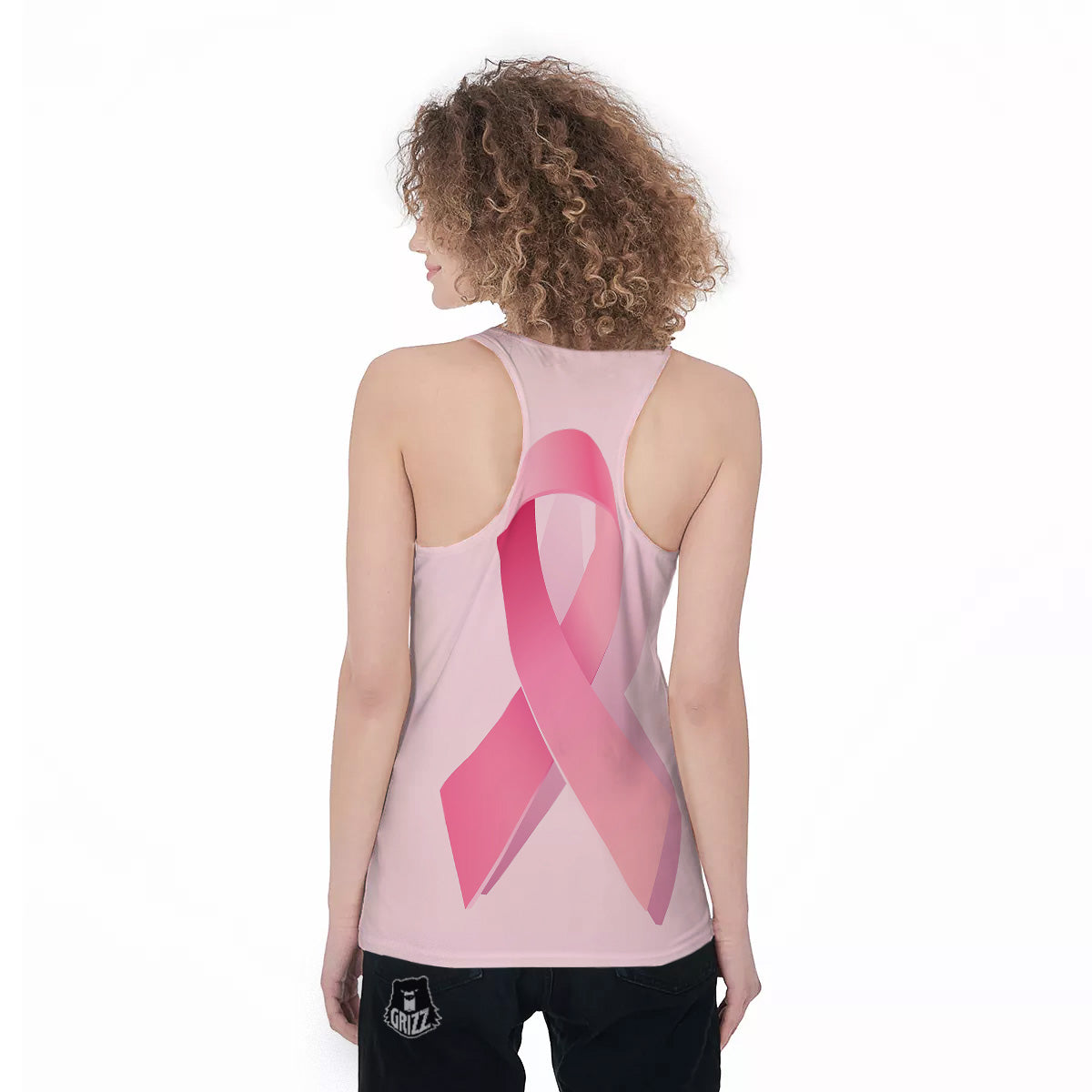 Breast Cancer Awareness Ribbon Print Women's Racerback Tank Top-grizzshop