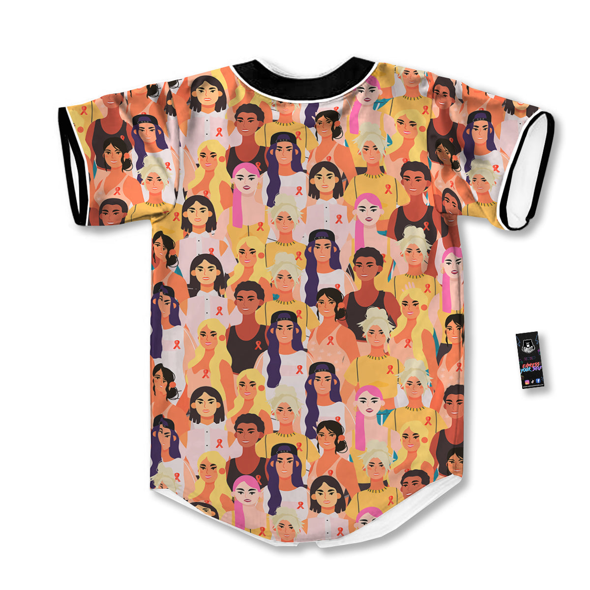 Breast Cancer Be Strong Print Pattern Baseball Jersey-grizzshop