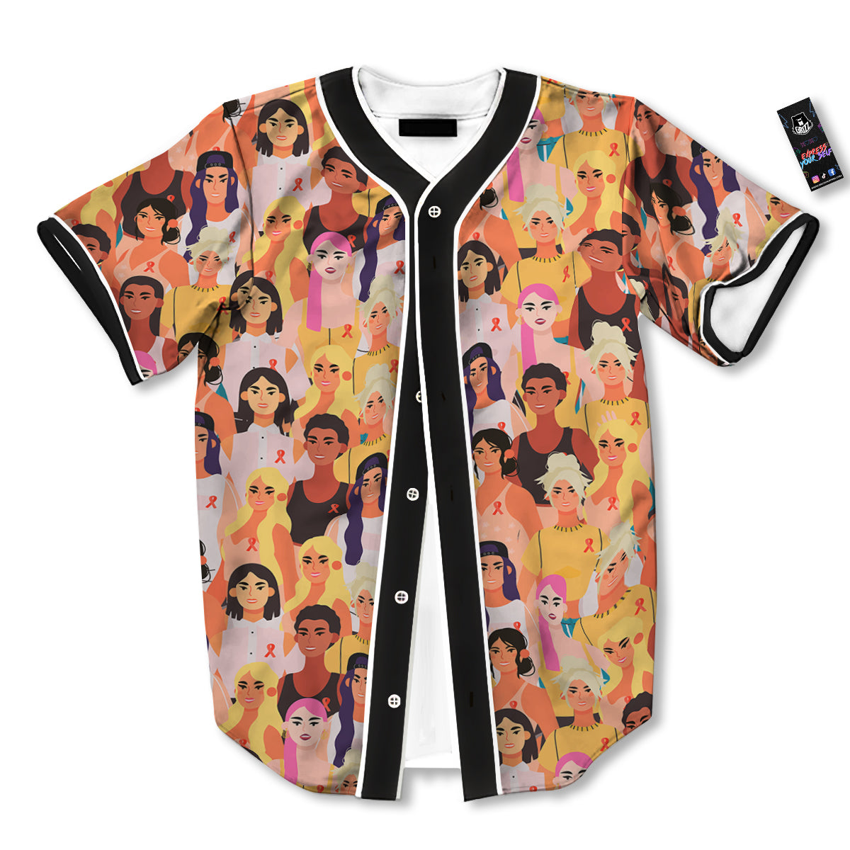 Breast Cancer Be Strong Print Pattern Baseball Jersey-grizzshop