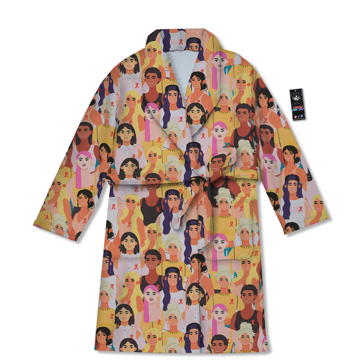 Breast Cancer Be Strong Print Pattern Bathrobe-grizzshop