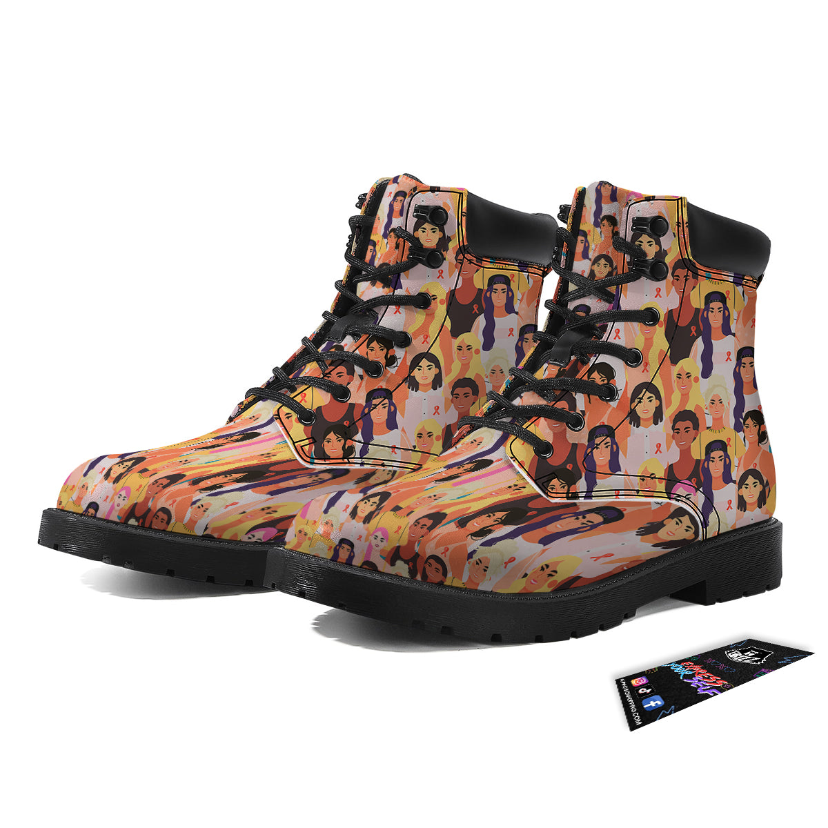 Breast Cancer Be Strong Print Pattern Boots-grizzshop