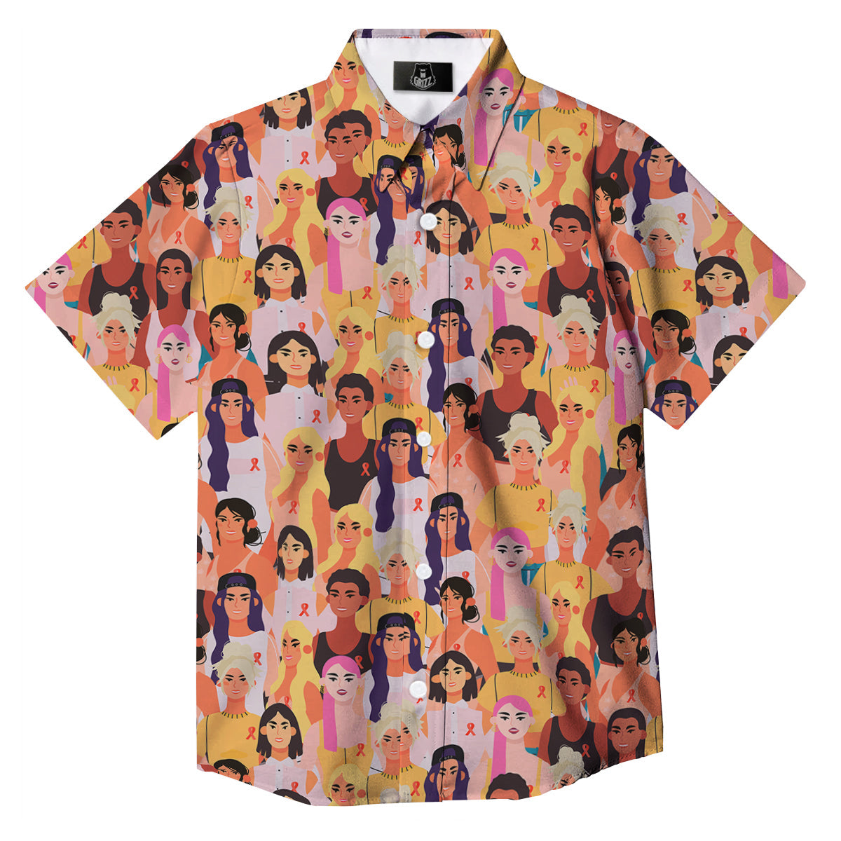 Breast Cancer Be Strong Print Pattern Button Up Shirt-grizzshop