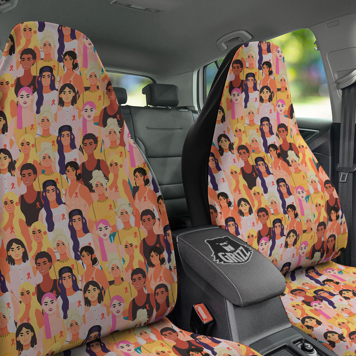 Breast Cancer Be Strong Print Pattern Car Seat Covers-grizzshop