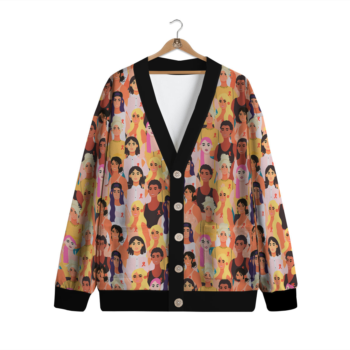Breast Cancer Be Strong Print Pattern Cardigan-grizzshop
