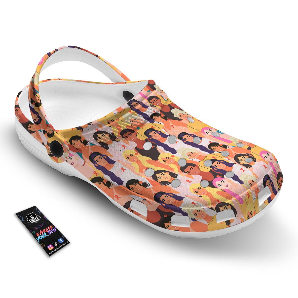 Breast Cancer Be Strong Print Pattern Clog-grizzshop