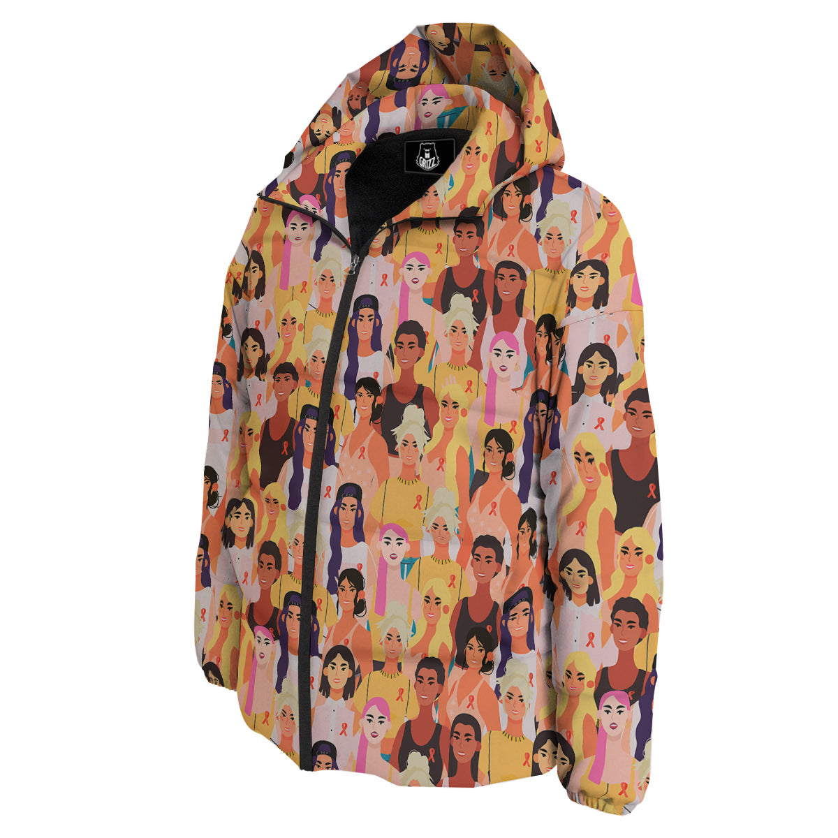 Breast Cancer Be Strong Print Pattern Down Jacket-grizzshop
