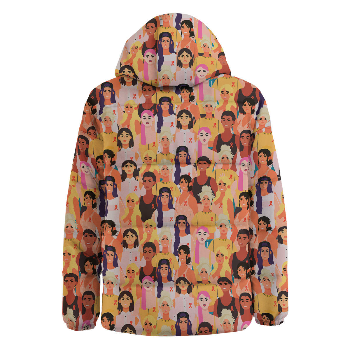 Breast Cancer Be Strong Print Pattern Down Jacket-grizzshop