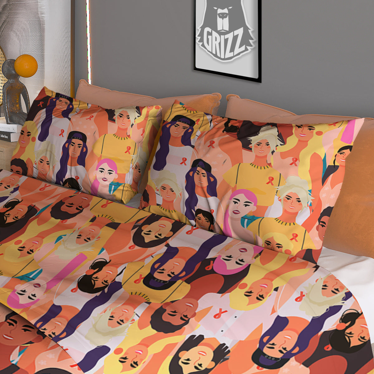 Breast Cancer Be Strong Print Pattern Duvet Cover Bedding Set