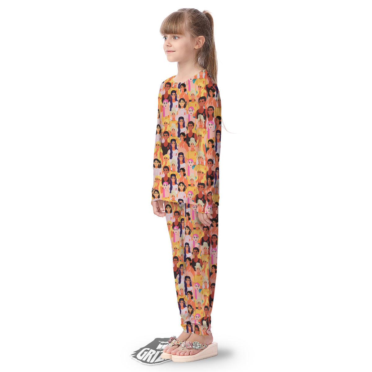 Breast Cancer Be Strong Print Pattern Kid's Pajamas-grizzshop