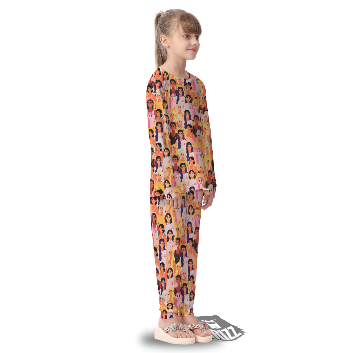 Breast Cancer Be Strong Print Pattern Kid's Pajamas-grizzshop