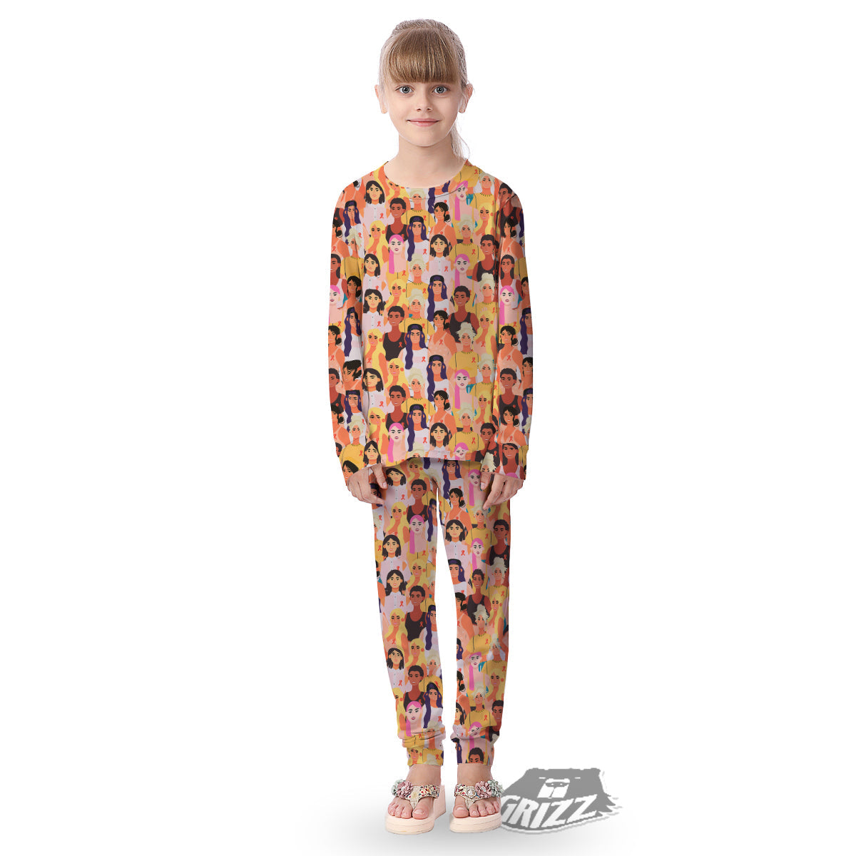Breast Cancer Be Strong Print Pattern Kid's Pajamas-grizzshop