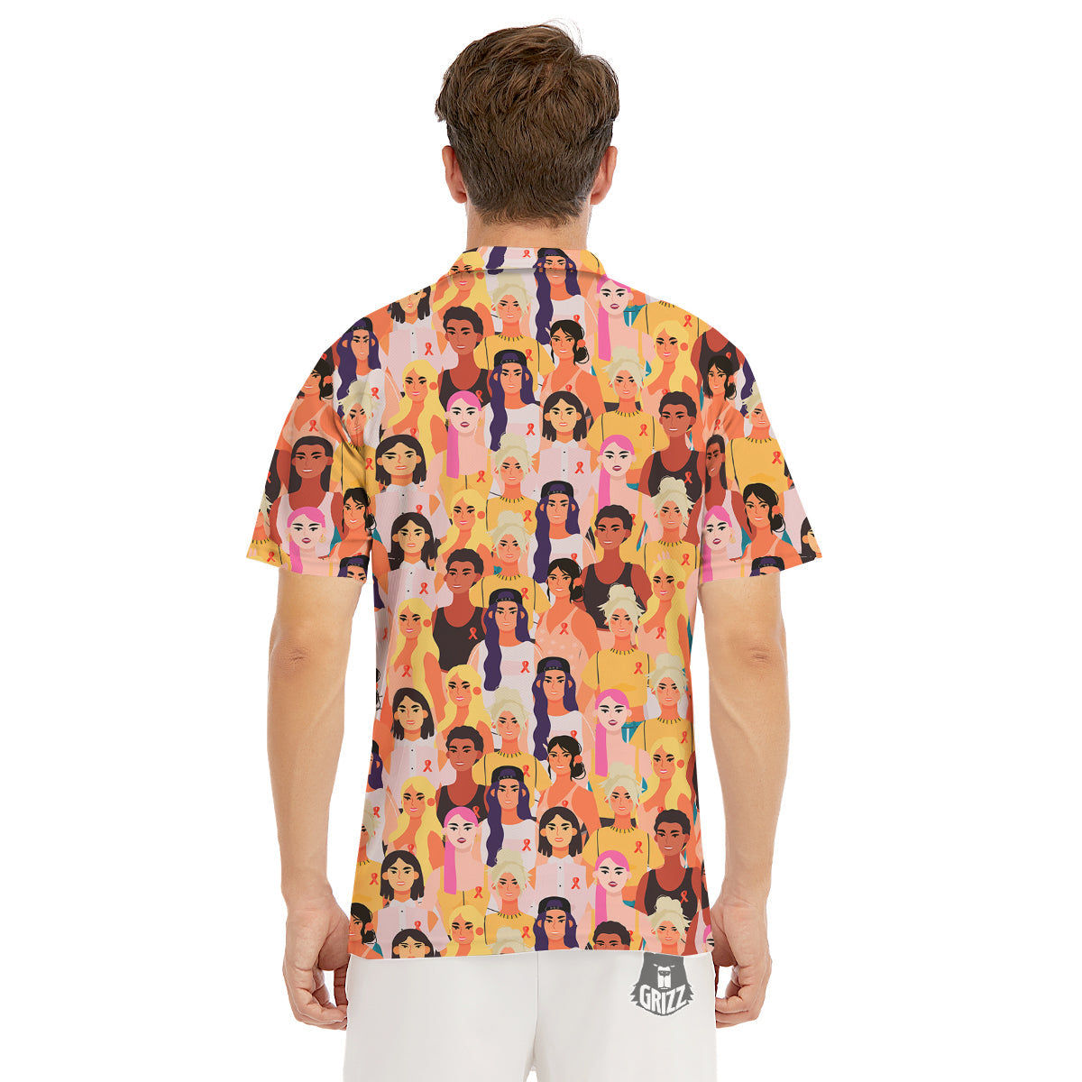Breast Cancer Be Strong Print Pattern Men's Golf Shirts-grizzshop