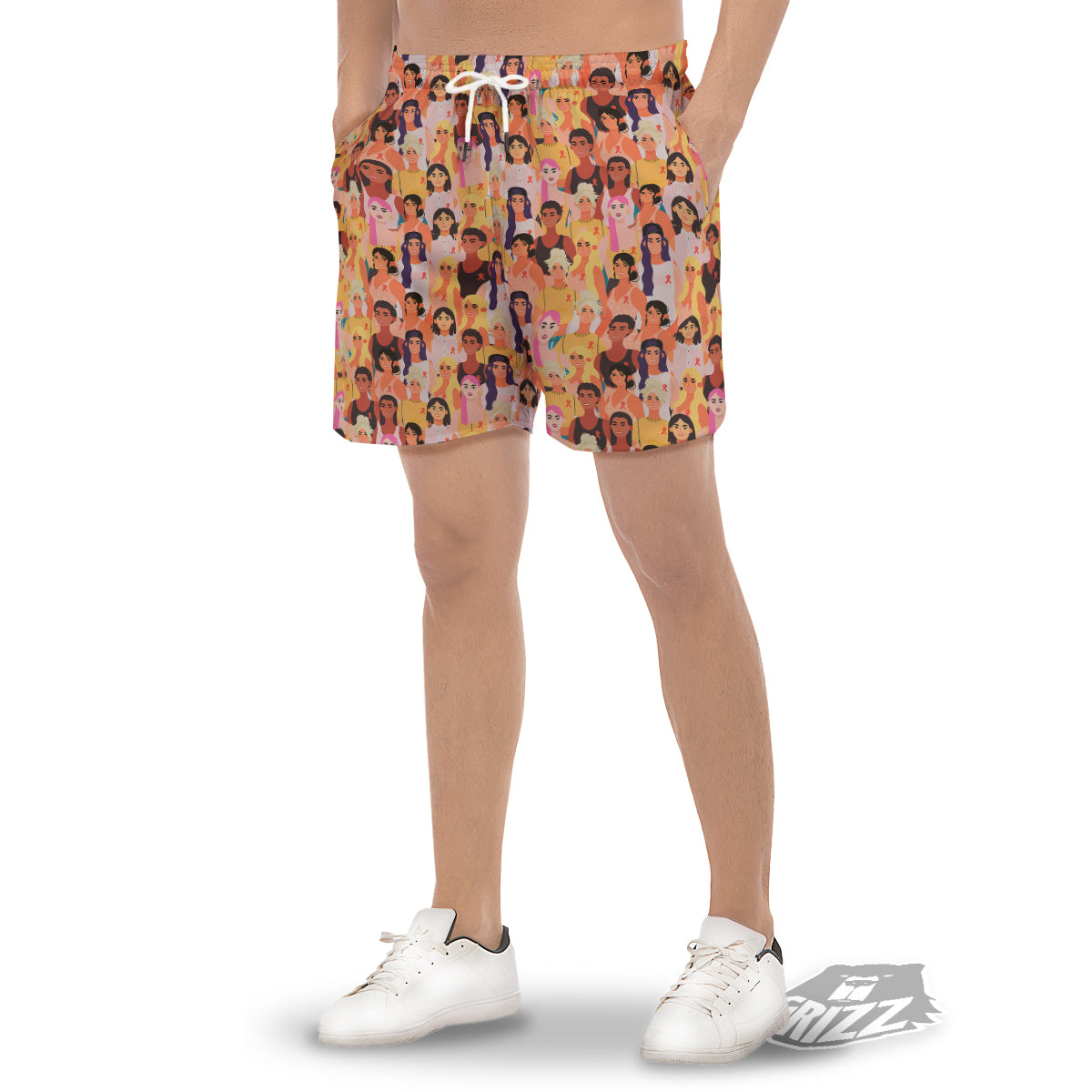 Breast Cancer Be Strong Print Pattern Men's Gym Shorts-grizzshop