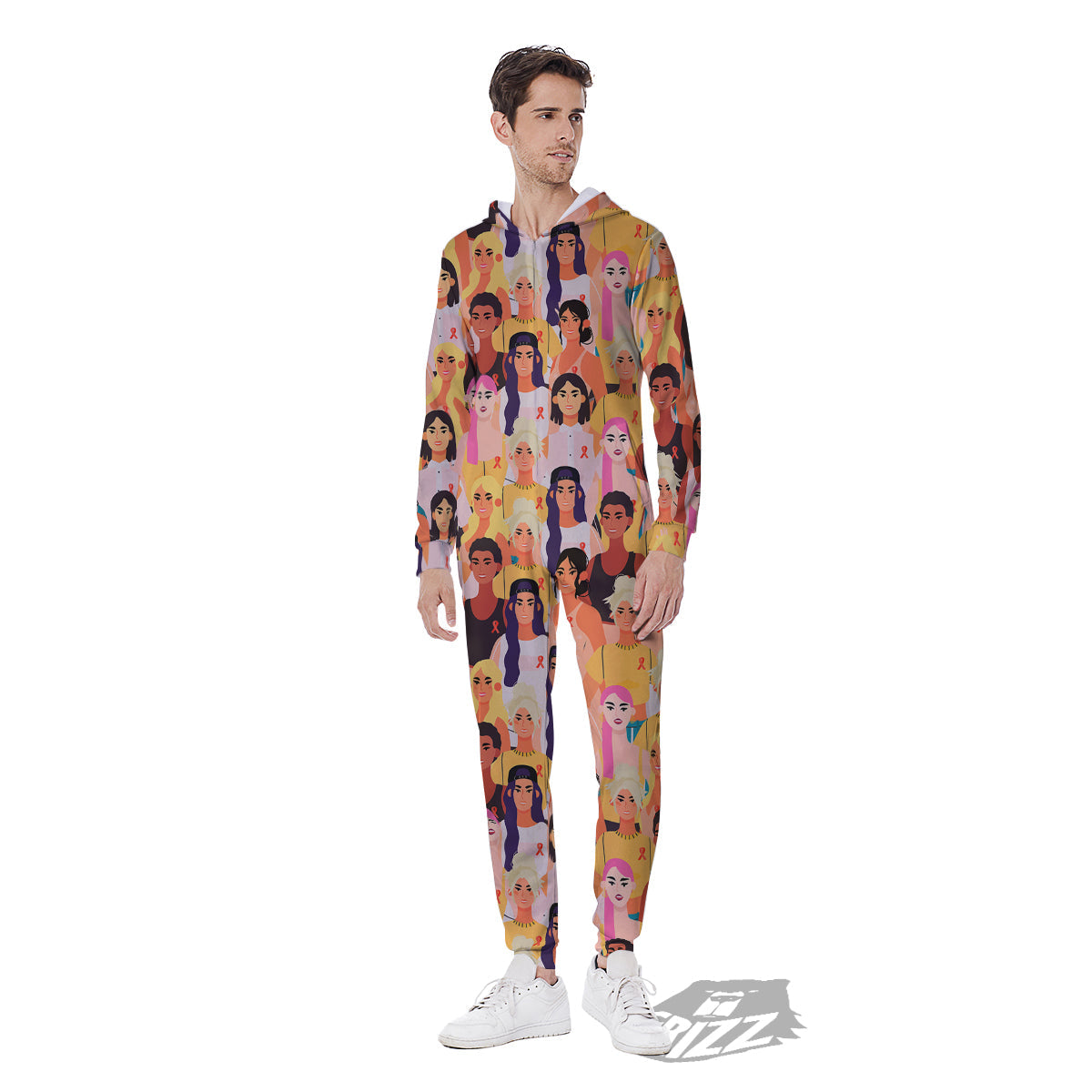 Breast Cancer Be Strong Print Pattern Men's Jumpsuit-grizzshop