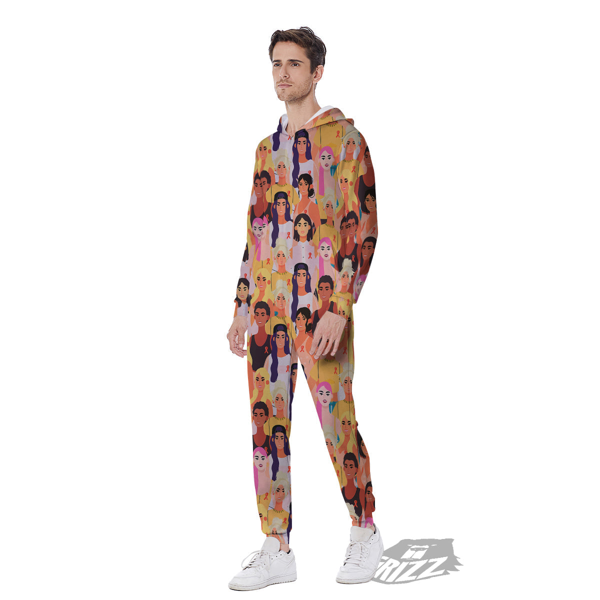 Breast Cancer Be Strong Print Pattern Men's Jumpsuit-grizzshop