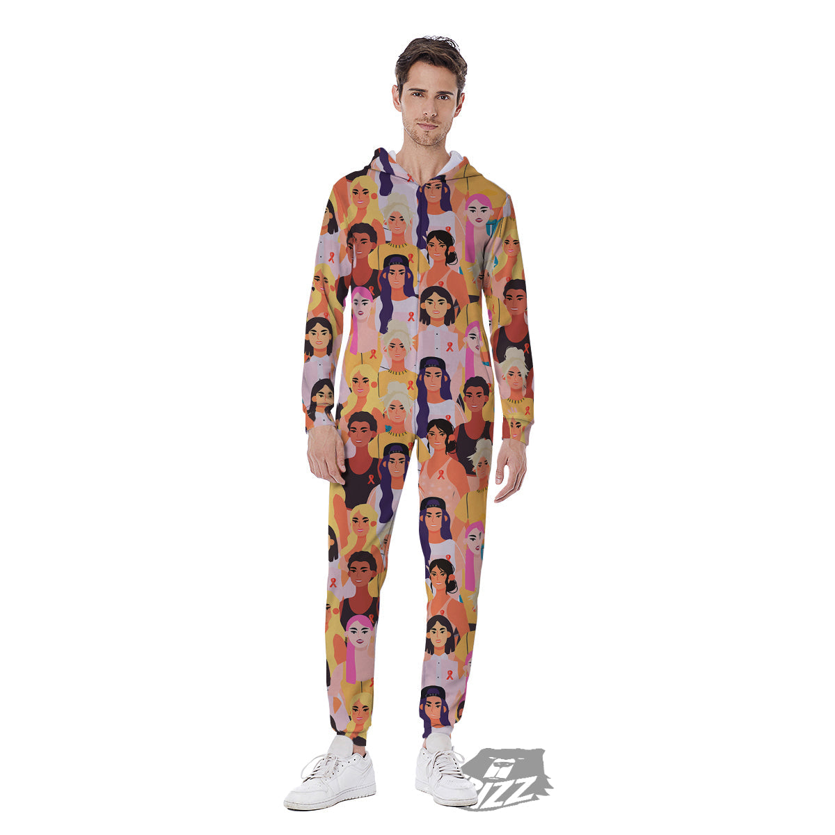 Breast Cancer Be Strong Print Pattern Men's Jumpsuit-grizzshop