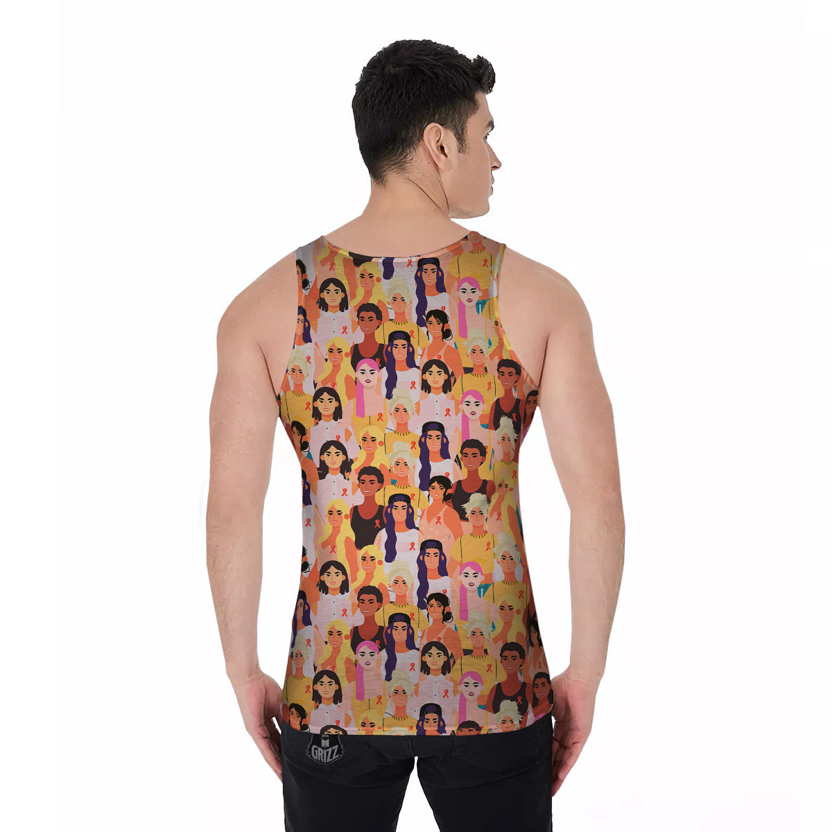 Breast Cancer Be Strong Print Pattern Men's Tank Top-grizzshop