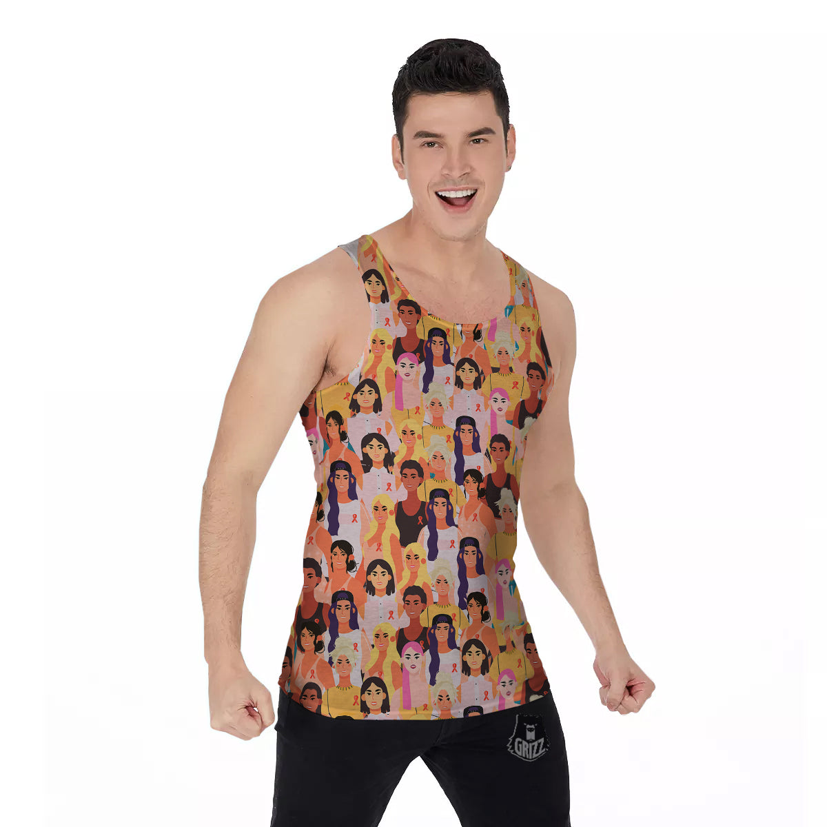 Breast Cancer Be Strong Print Pattern Men's Tank Top-grizzshop