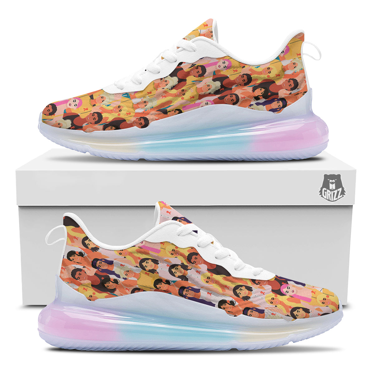 Breast Cancer Be Strong Print Pattern Running Sneakers-grizzshop