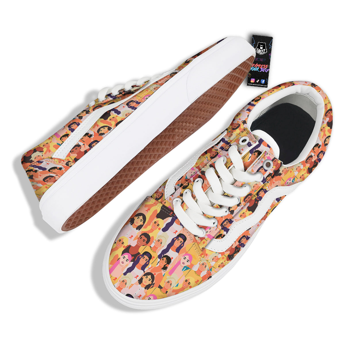 Breast Cancer Be Strong Print Pattern Skate Shoes-grizzshop
