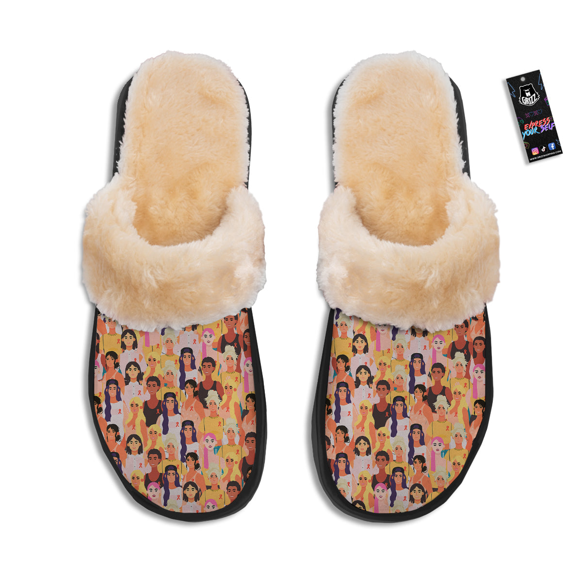 Breast Cancer Be Strong Print Pattern Slippers-grizzshop