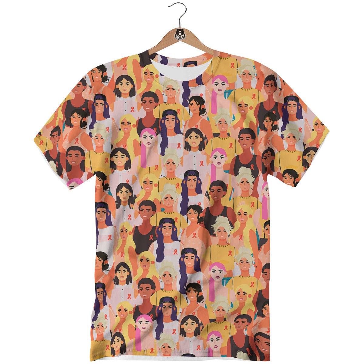Breast Cancer Be Strong Print Pattern T-Shirt-grizzshop