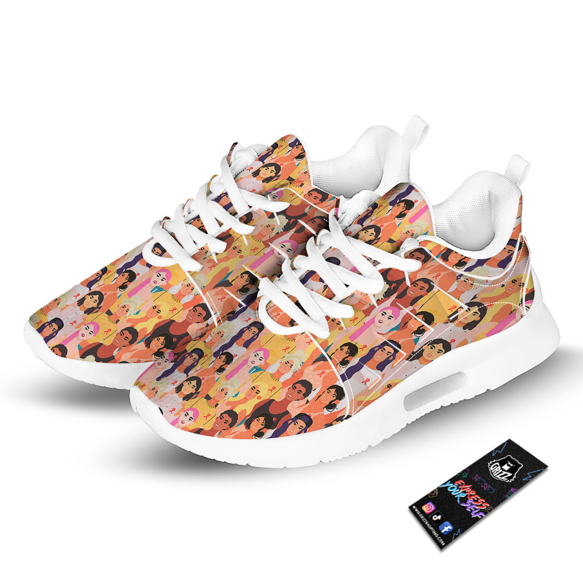 Breast Cancer Be Strong Print Pattern Tennis Shoes-grizzshop