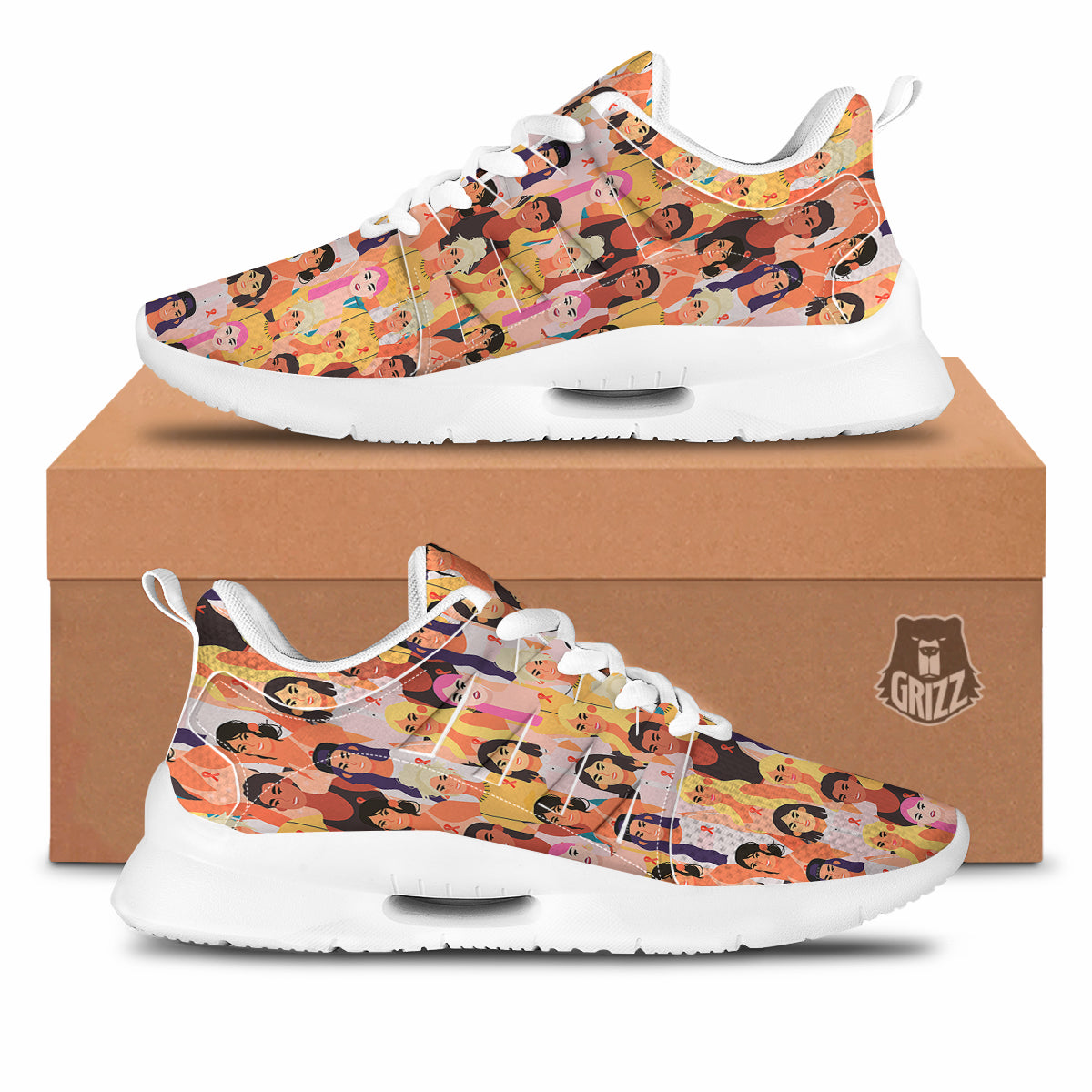 Breast Cancer Be Strong Print Pattern Tennis Shoes-grizzshop