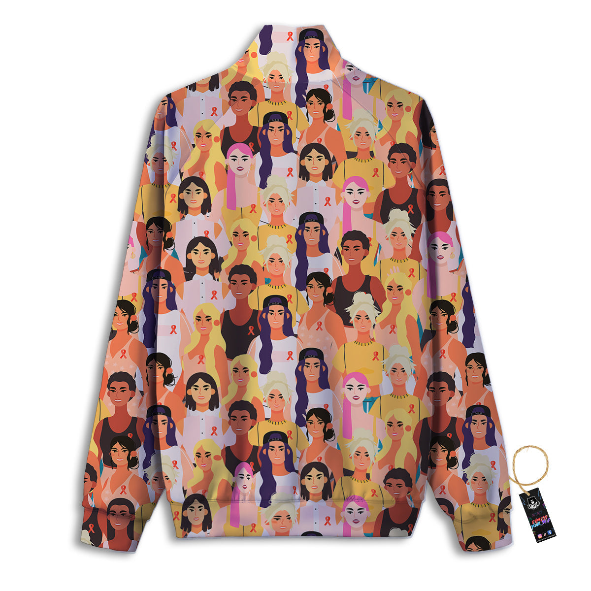 Breast Cancer Be Strong Print Pattern Track Jacket-grizzshop