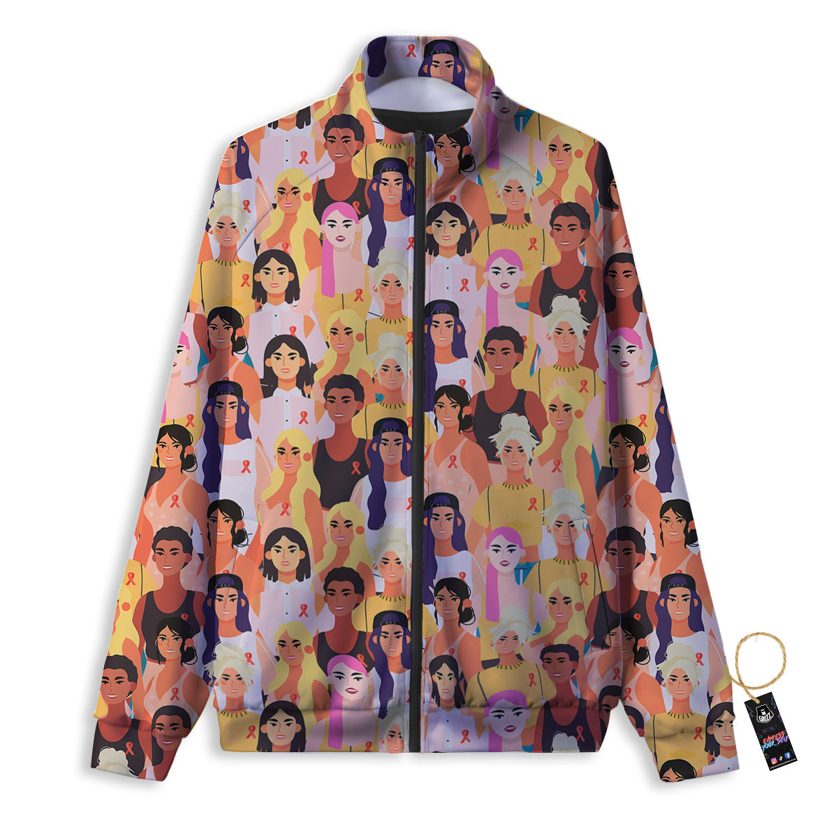 Breast Cancer Be Strong Print Pattern Track Jacket-grizzshop