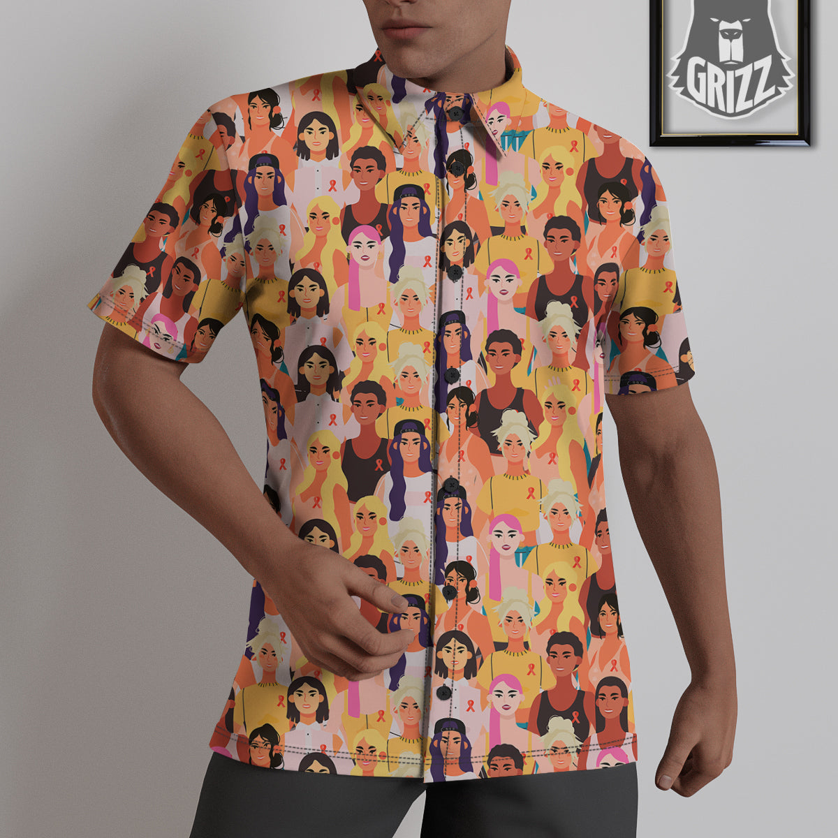Breast Cancer Be Strong Print Pattern Untucked Shirts-grizzshop