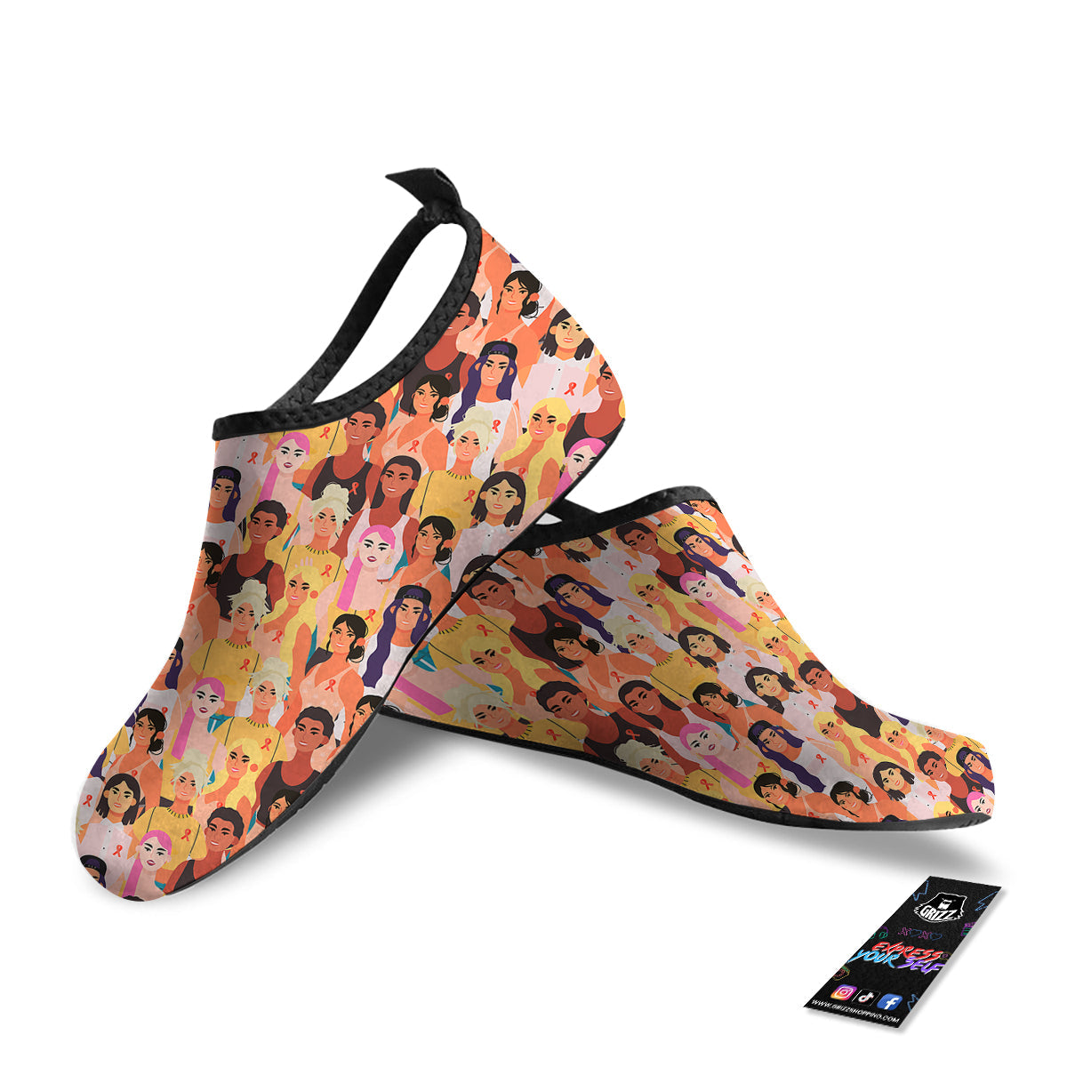 Breast Cancer Be Strong Print Pattern Water Shoes-grizzshop