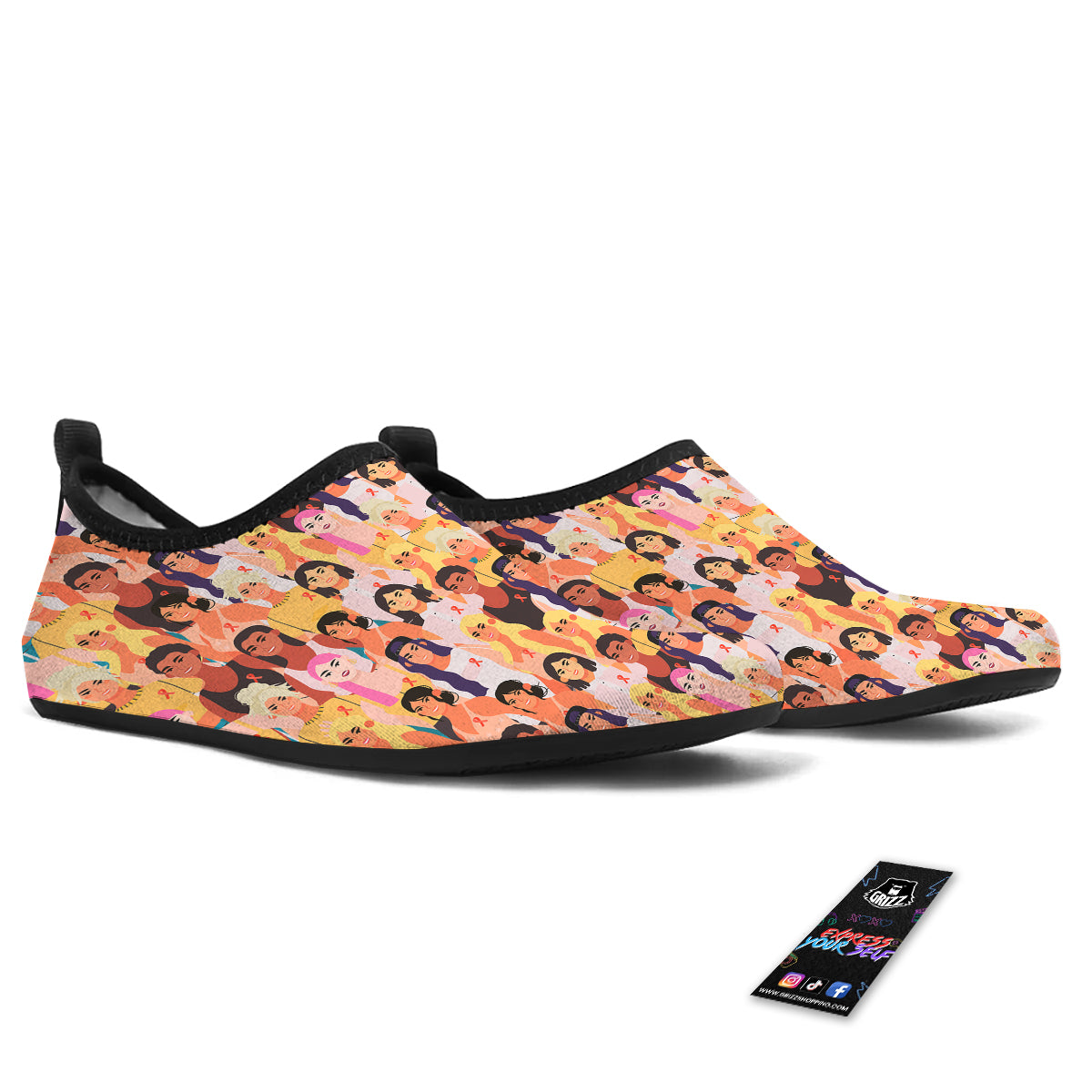 Breast Cancer Be Strong Print Pattern Water Shoes-grizzshop