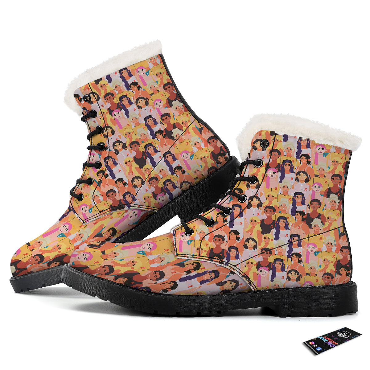 Breast Cancer Be Strong Print Pattern Winter Boots-grizzshop
