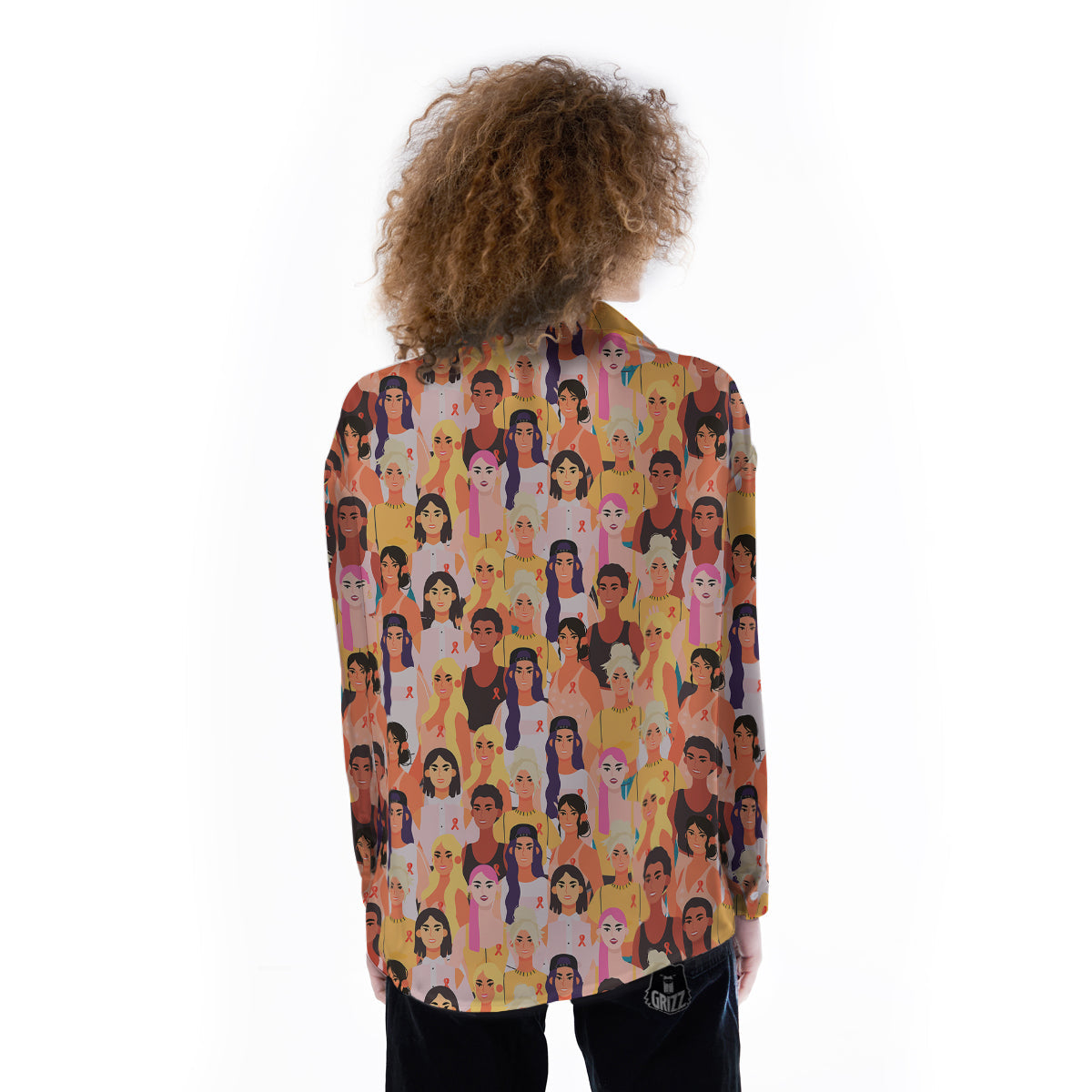 Breast Cancer Be Strong Print Pattern Women's Long Sleeve Shirts-grizzshop