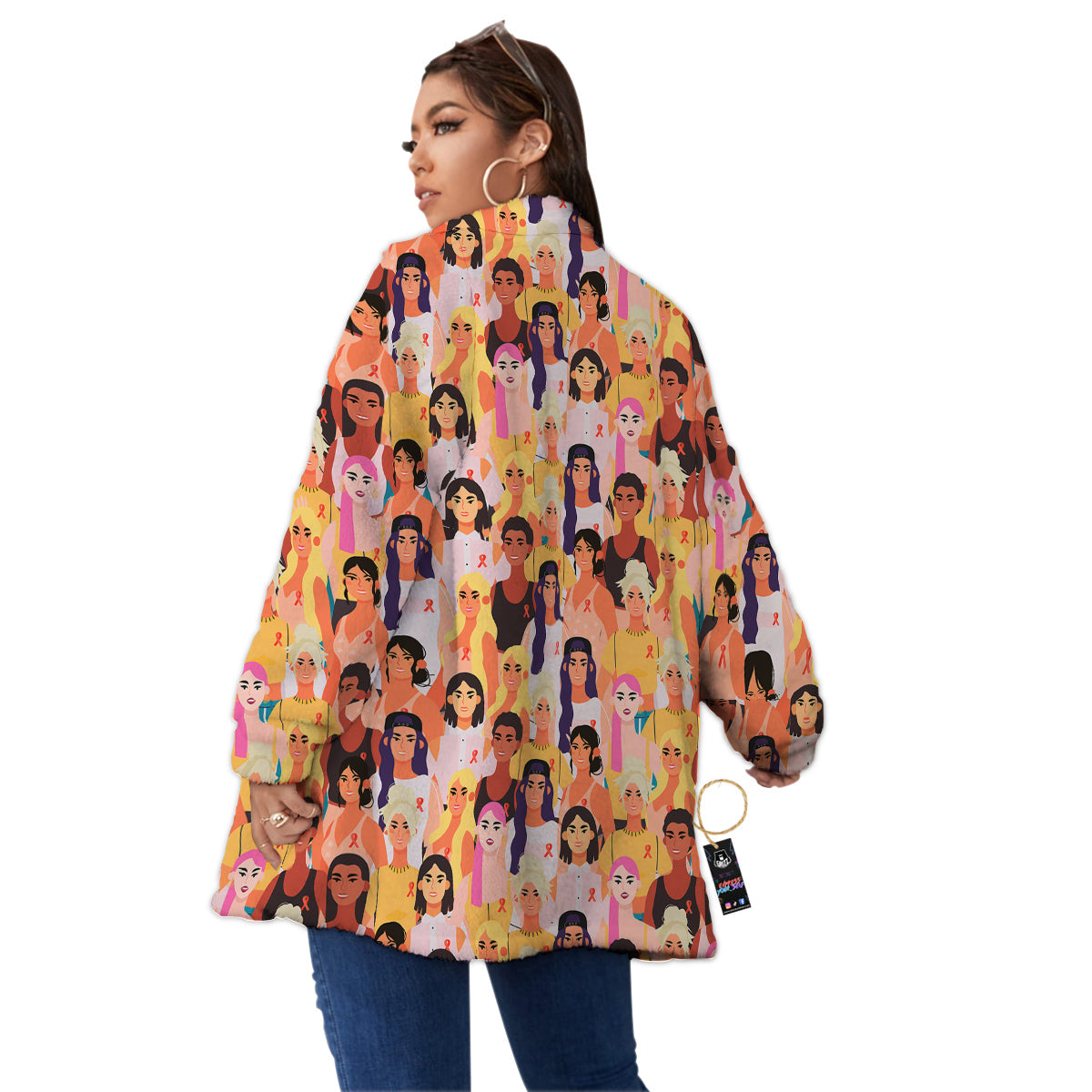 Breast Cancer Be Strong Print Pattern Women's Sherpa Jacket-grizzshop