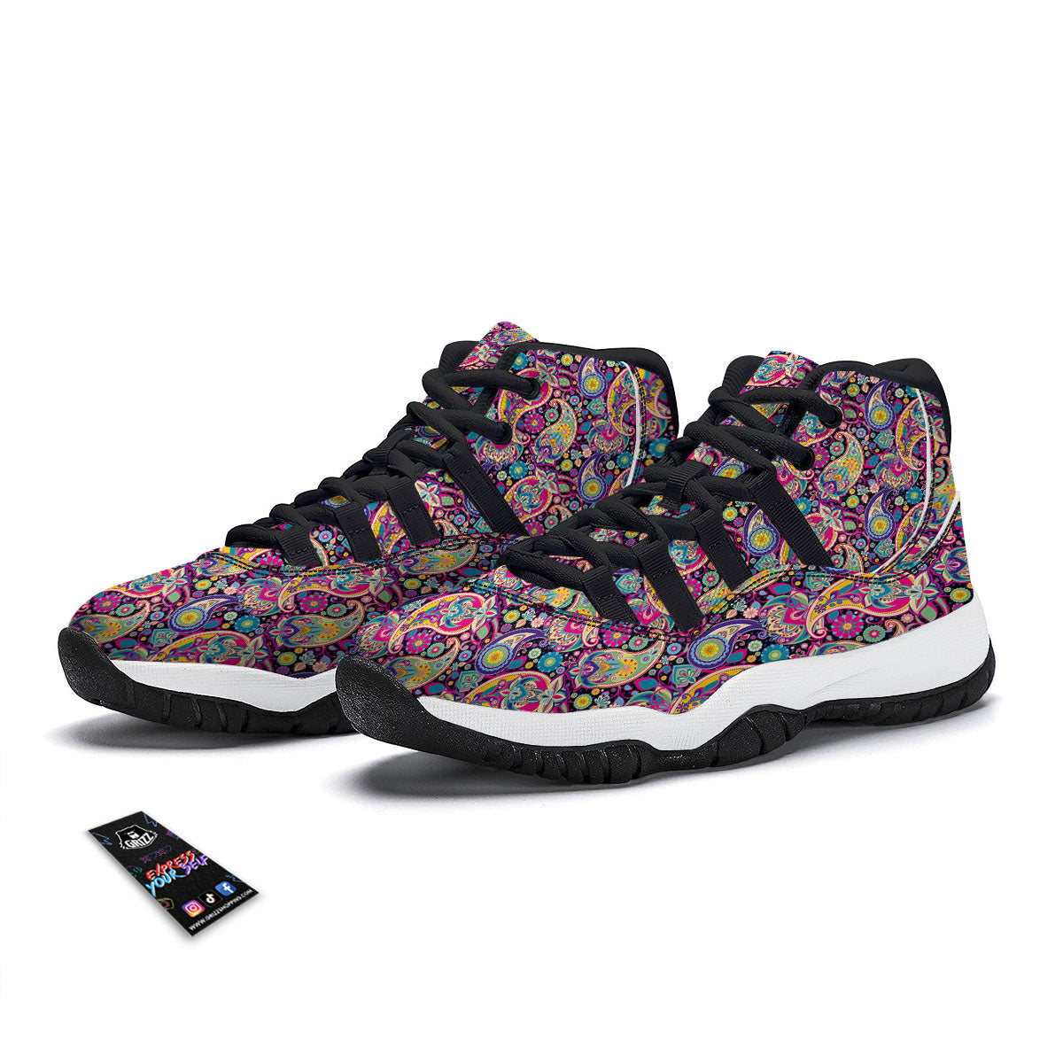 Breast Cancer Cute Pink Print Pattern Cute Black Bball Shoes-grizzshop