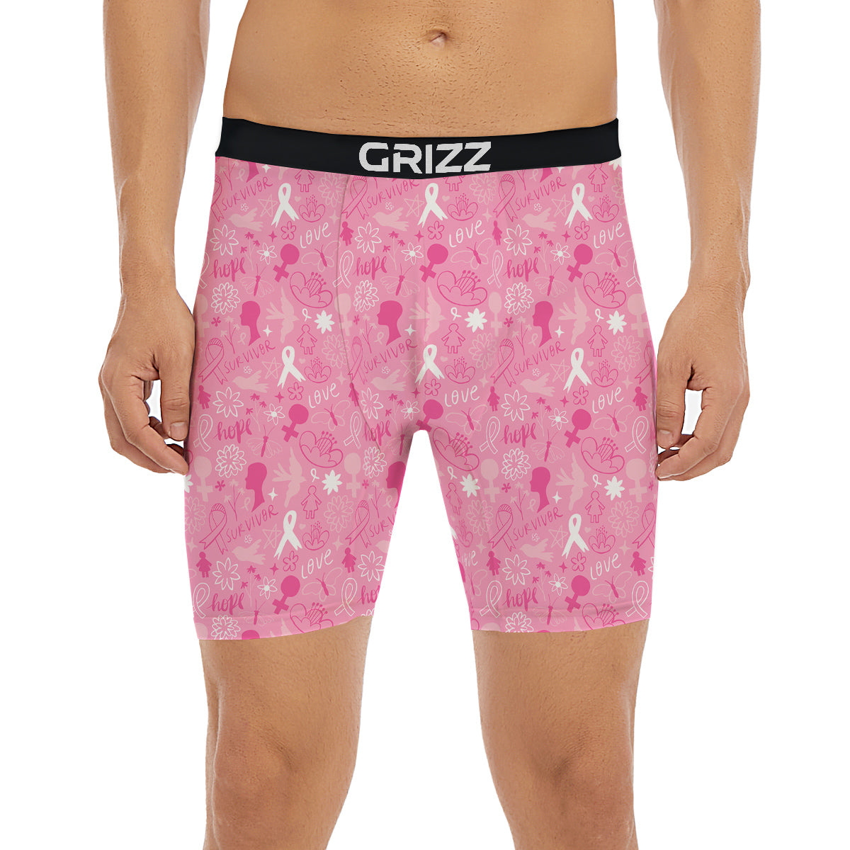 Breast Cancer Cute Pink Print Pattern Cute Boxer Briefs-grizzshop